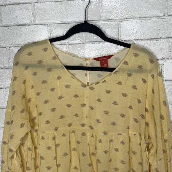 Sundance Yellow Babydoll Long Sleeve Peasant Blouse - Picture 2 of 9